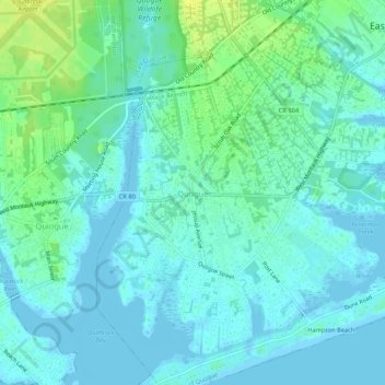 Quogue地形图、海拔、地势