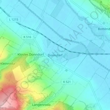 Donndorf地形图、海拔、地势