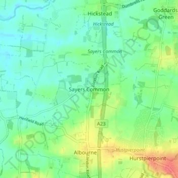 Sayers Common地形图、海拔、地势