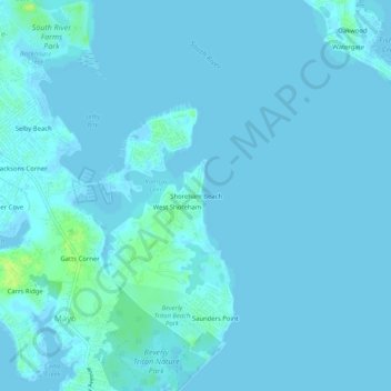 Shoreham Beach地形图、海拔、地势