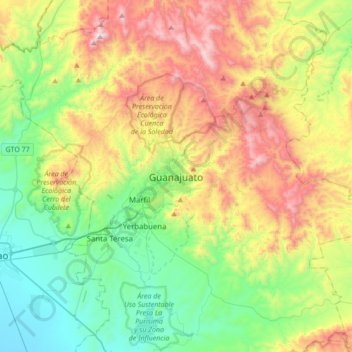 聯合花園地形图、海拔、地势
