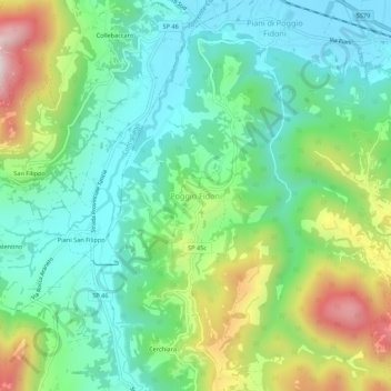 Poggio Fidoni地形图、海拔、地势