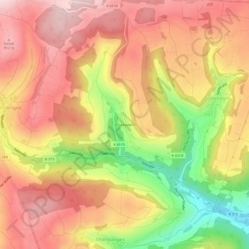 Brunnadern地形图、海拔、地势