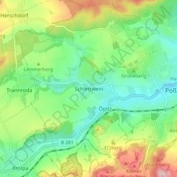 Schlettwein地形图、海拔、地势