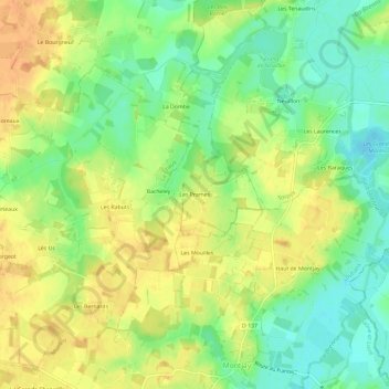 Les Prames地形图、海拔、地势