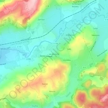 Les Pendants地形图、海拔、地势
