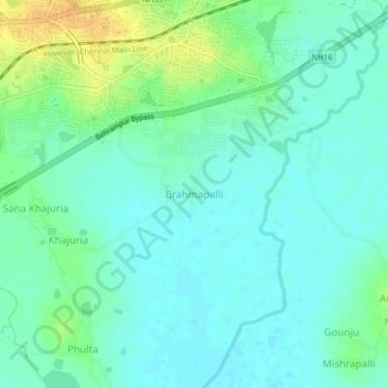 Brahmapalli地形图、海拔、地势
