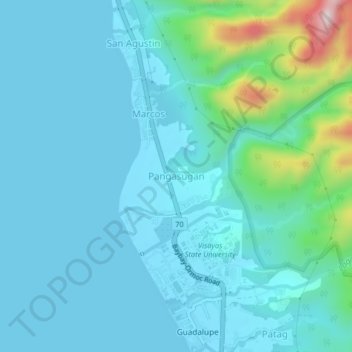 Pangasugan地形图、海拔、地势