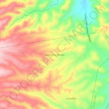 Santa Cruz Monjas地形图、海拔、地势