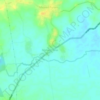 Malwaththai地形图、海拔、地势