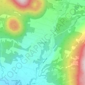 Caburgua Bajo地形图、海拔、地势