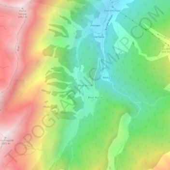 Bout du Col地形图、海拔、地势