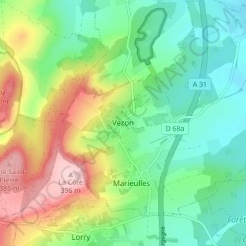 Vezon地形图、海拔、地势