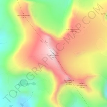 Surtningssue地形图、海拔、地势