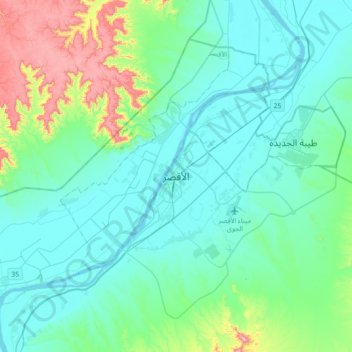 الأقصر地形图、海拔、地势