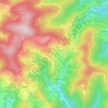 Le Guillard地形图、海拔、地势