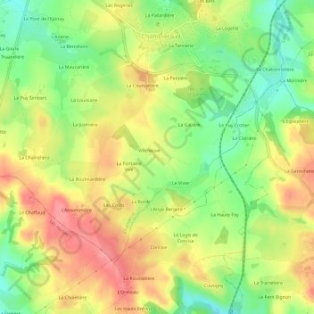 La Perce-Pierre地形图、海拔、地势