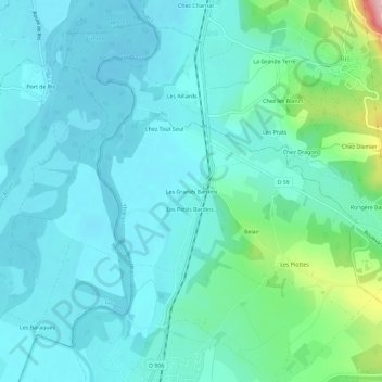 Les Grands Bardins地形图、海拔、地势