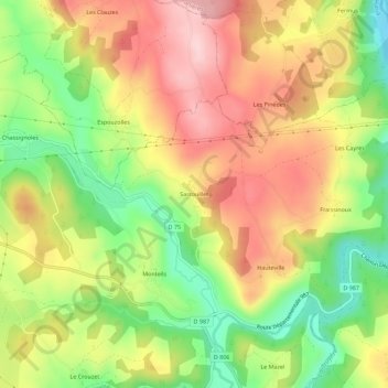 Sarrouillet地形图、海拔、地势