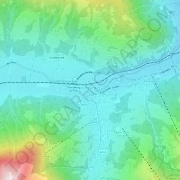 Kirchberg in Tirol地形图、海拔、地势