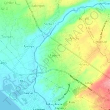 Laguile地形图、海拔、地势