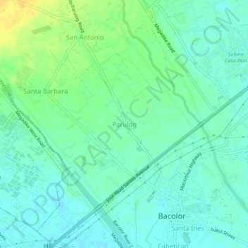 Parulog地形图、海拔、地势