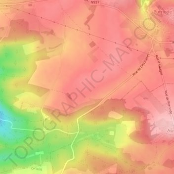 Chirmont地形图、海拔、地势
