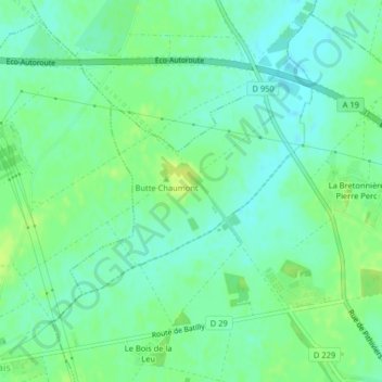 La Butte Chaumont地形图、海拔、地势
