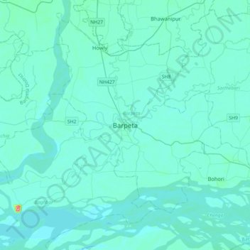 Barpeta地形图、海拔、地势