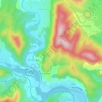 Castillon地形图、海拔、地势