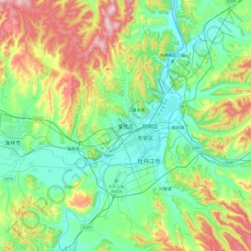 爱民区地形图、海拔、地势