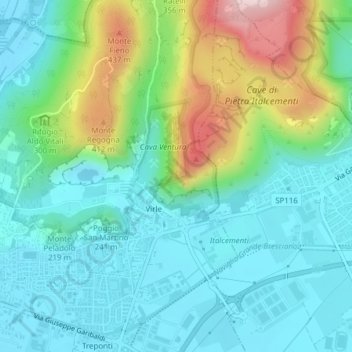 Monte Predelle地形图、海拔、地势