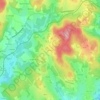 Daniecq地形图、海拔、地势
