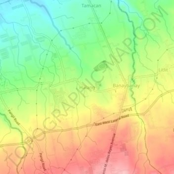 Halang地形图、海拔、地势
