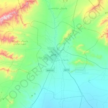 Ghazni地形图、海拔、地势