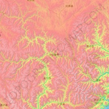 阿坝州地形图、海拔、地势