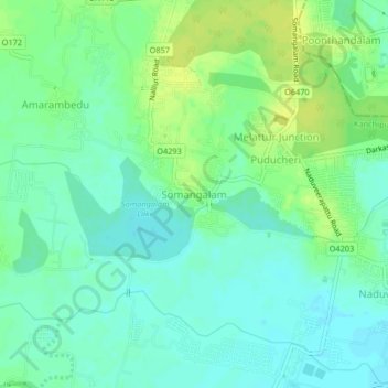 Somangalam地形图、海拔、地势