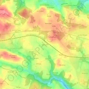 Saint-Just地形图、海拔、地势