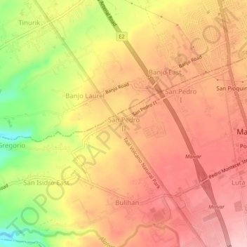 San Pedro II地形图、海拔、地势