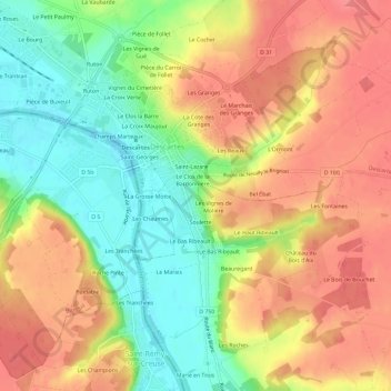 Les Vignes de Molière地形图、海拔、地势