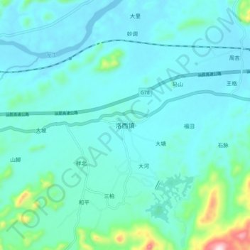 洛西镇地形图、海拔、地势
