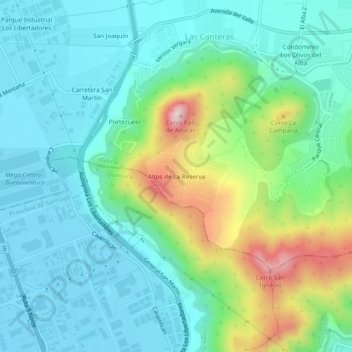 Altos de La Reserva地形图、海拔、地势