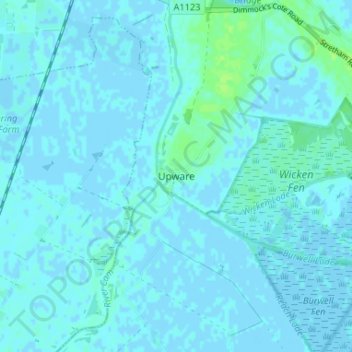 Upware地形图、海拔、地势