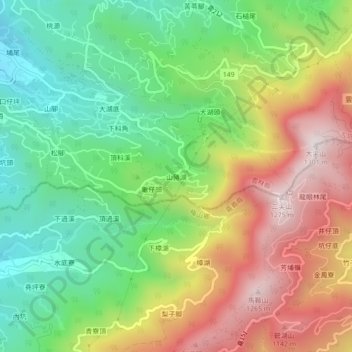 山豬湖地形图、海拔、地势