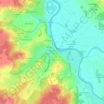 Les Ecoles地形图、海拔、地势