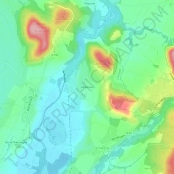 Lieffenans地形图、海拔、地势