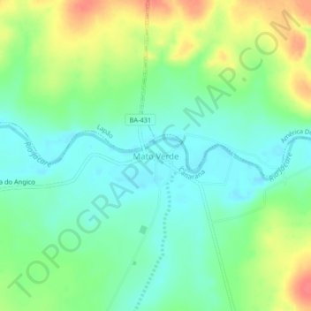 Mato Verde地形图、海拔、地势