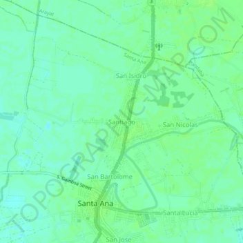 Santiago地形图、海拔、地势