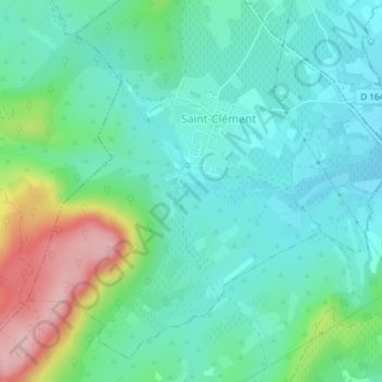 Eau Chaude地形图、海拔、地势