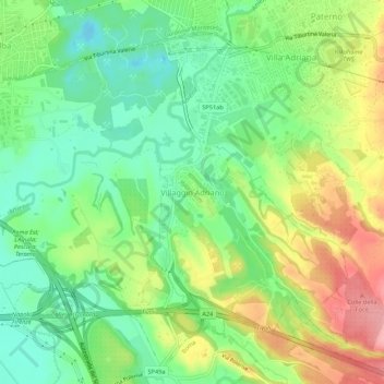 Villaggio Adriano地形图、海拔、地势